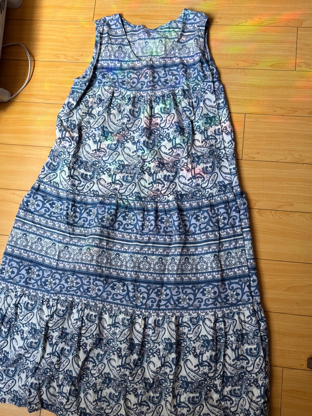Blue Paisley Tiered Midi Dress